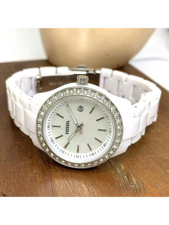 Fossil Women\'s Watch ES2437 Quartz Mother of Pearl Dial White Resin Band 30mm main image 5